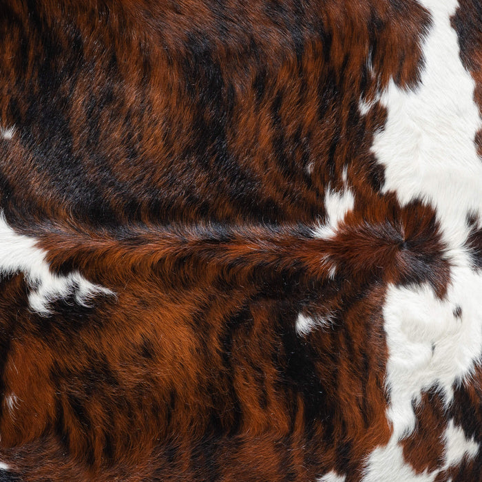 Tricolor Brindle Mix Cowhide Rug Size 7'4" L x 6'8" W 9514