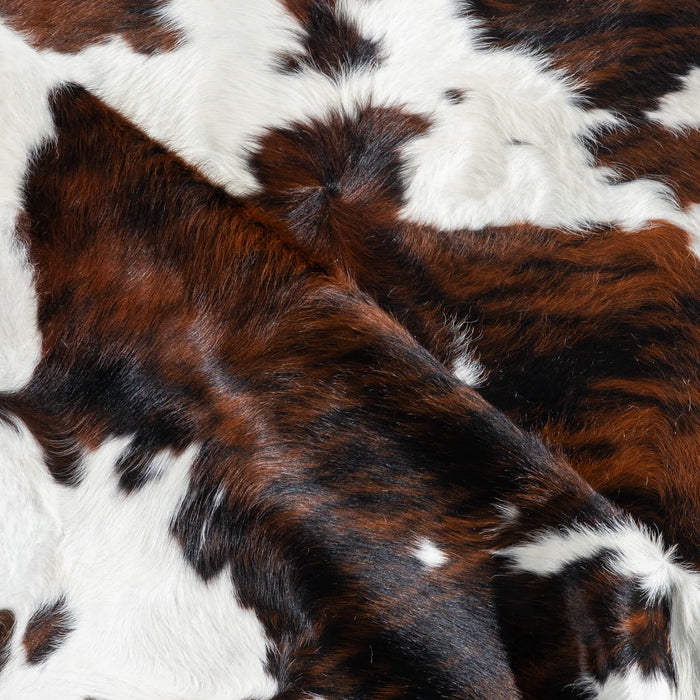 Tricolor Brindle Mix Cowhide Rug Size 7'4" L x 6'8" W 9514