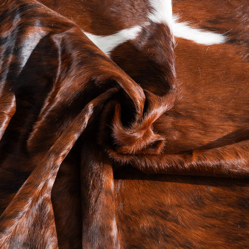 Tricolor Brindle Mix Cowhide Rug Size 7'1" L x 6'9" W 9516