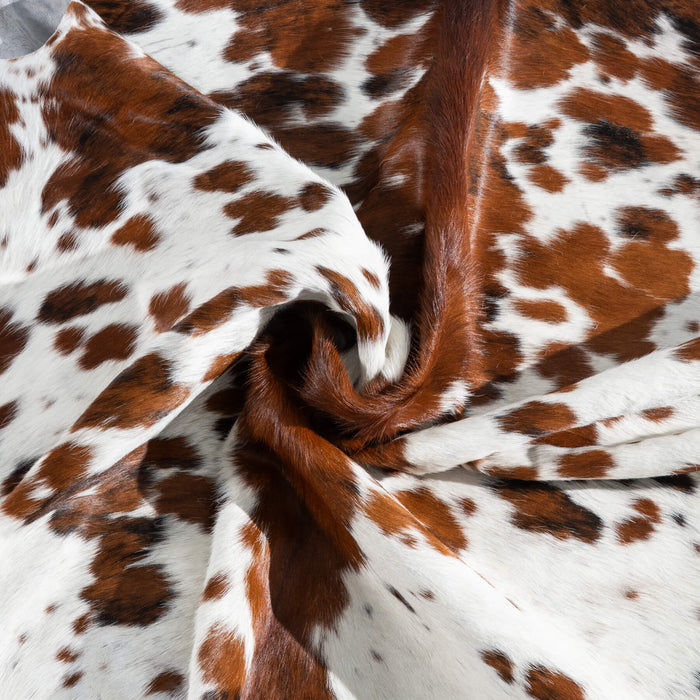 White Tricolor Cowhide Rug Size 6'10" L x 6'7" W 9519
