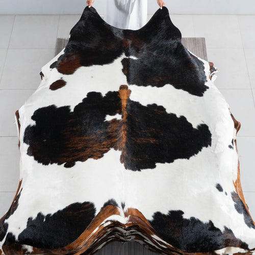 Tricolor Cowhide Rug Size 7'7" L x 6'10" W 9524