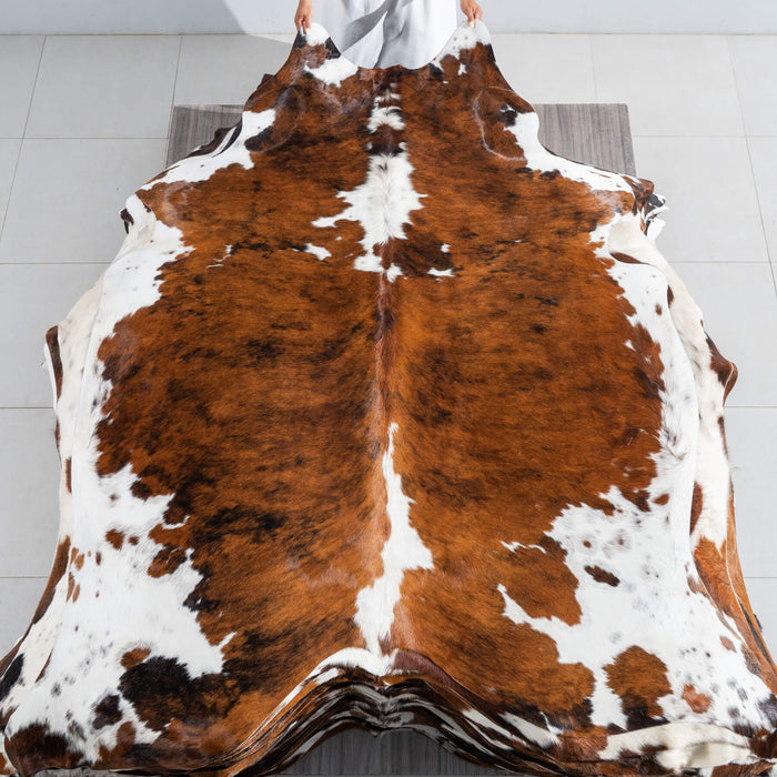 Tricolor Cowhide Rug Size 7'7" L x 6'6" W 9525