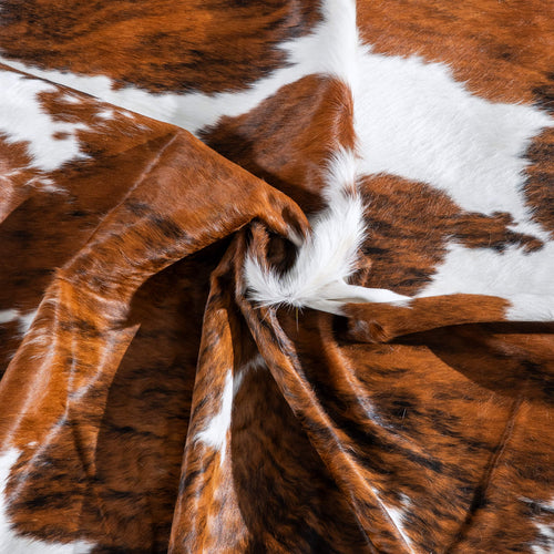 Tricolor Brindle Mix Cowhide Rug Size 7'5" L x 7'1" W 9531