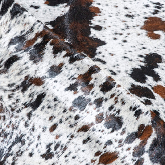 White Tricolor Cowhide Rug Size 7'8" L x 6'10" W 9534