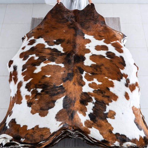 Tricolor Cowhide Rug Size 7'5" L x 7'3" W 9537