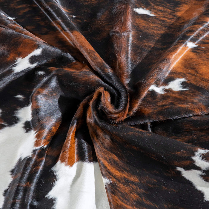 Tricolor Brindle Mix Cowhide Rug Size 8'3" L x 7'2" W 9538
