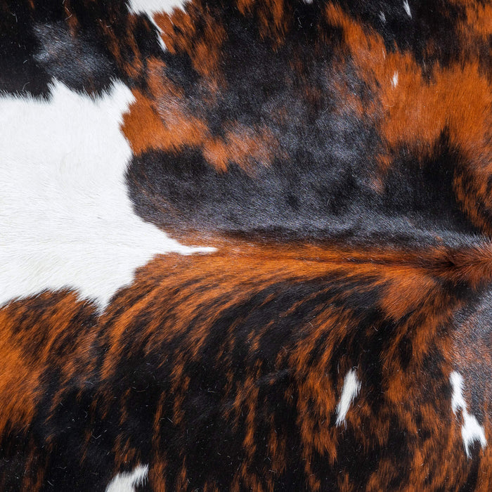 Tricolor Brindle Mix Cowhide Rug Size 8'3" L x 7'2" W 9538
