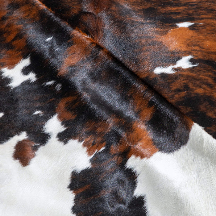 Tricolor Brindle Mix Cowhide Rug Size 8'3" L x 7'2" W 9538