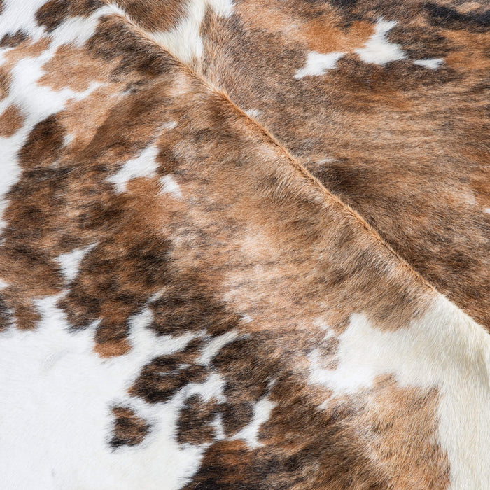 Tricolor Brindle Mix Cowhide Rug Size 7'8" L x 7'4" W 9540