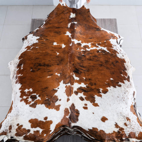 Tricolor Cowhide Rug Size 7'8" L x 7'2" W 9542
