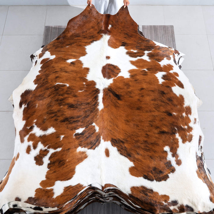 Tricolor Cowhide Rug Size 7'7" L x 6'11" W 9543