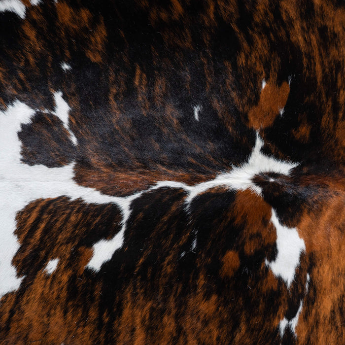 Tricolor Brindle Mix Cowhide Rug Size 7'11" L x 6'11" W 9544
