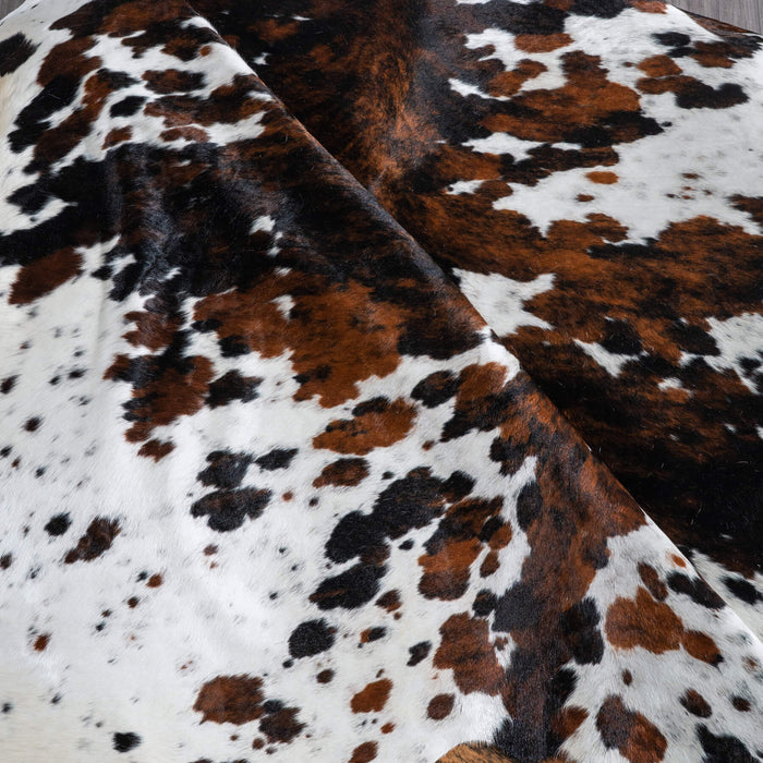 White Tricolor Cowhide Rug Size 8'8" L x 7'3" W 9546