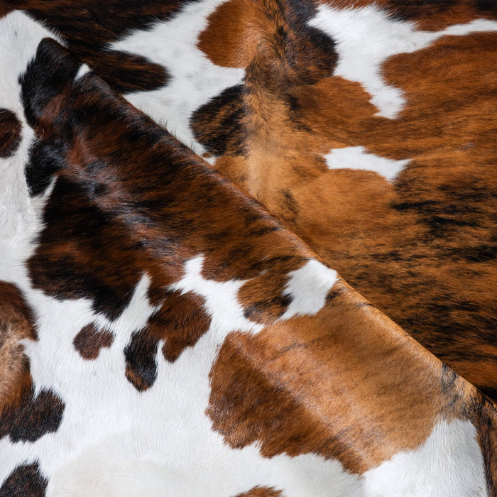Tricolor Brindle Mix Cowhide Rug Size 7'3" L x 6'11" W 9547