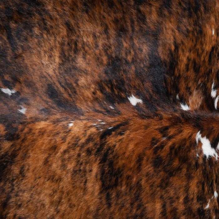 Tricolor Brindle Mix Cowhide Rug Size 7'6" L x 6'5" W 9548
