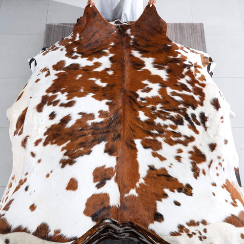 Tricolor Cowhide Rug Size 6'8" L x 6'2" W 9551