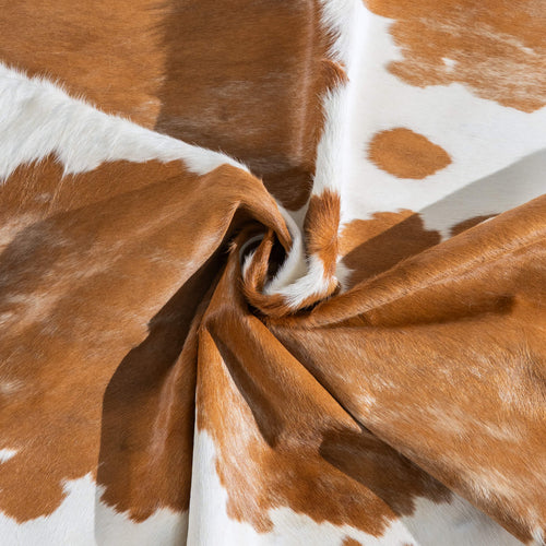 Brown and White Cowhide Rug Size 7'1" L x 6'6" W 9554