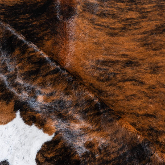 Tricolor Brindle Mix Cowhide Rug Size 7'8" L x 6'4" W 9556