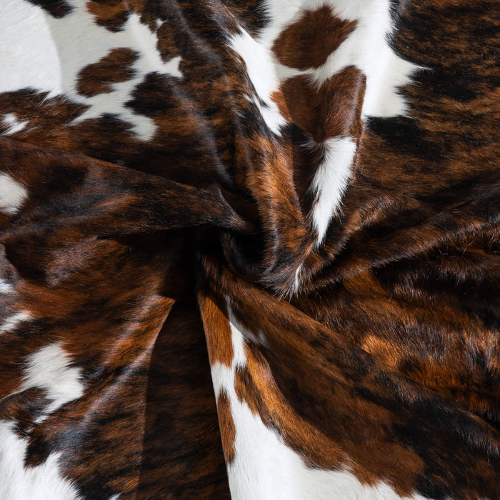 Tricolor Brindle Mix Cowhide Rug Size 7'5" L x 6'9" W 9557