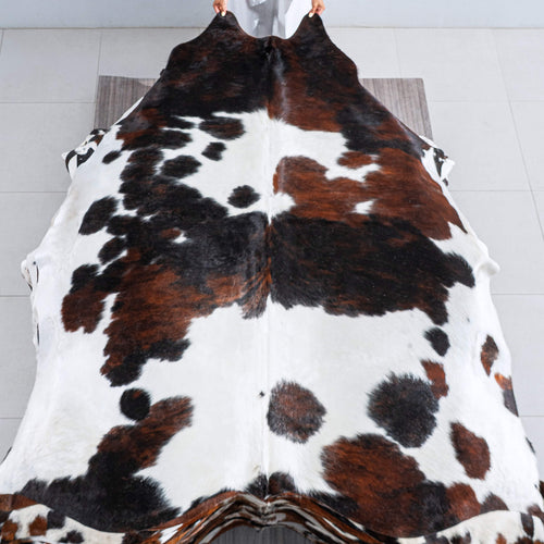 Tricolor Cowhide Rug Size 7'9" L x 7'2" W 9560