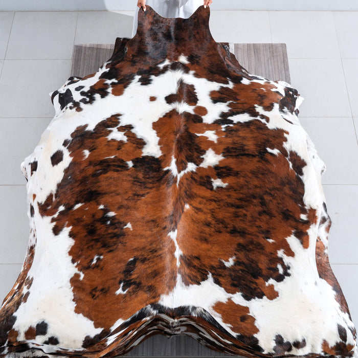 Tricolor Cowhide Rug Size 7'10" L x 6'10" W 9563