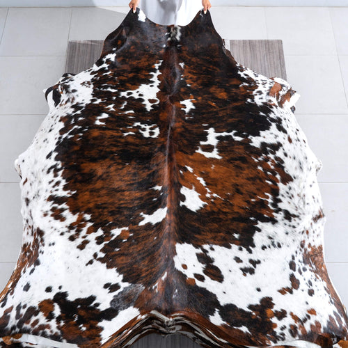 Tricolor Cowhide Rug Size 7'3" L x 6'10" W 9565