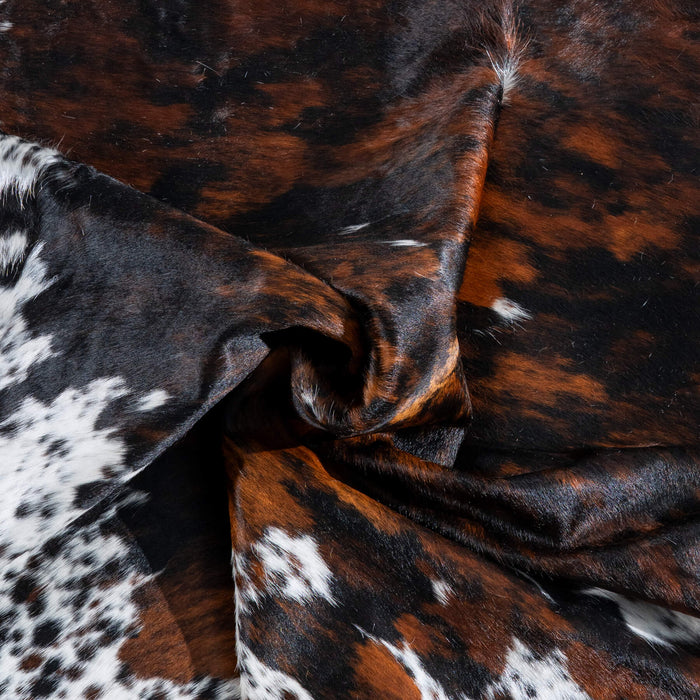 Tricolor Brindle Mix Cowhide Rug Size 7'5" L x 6'2" W 9567