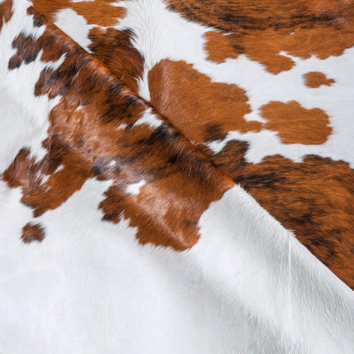 White Tricolor Cowhide Rug Size 7'2" L x 6'3" W 9569