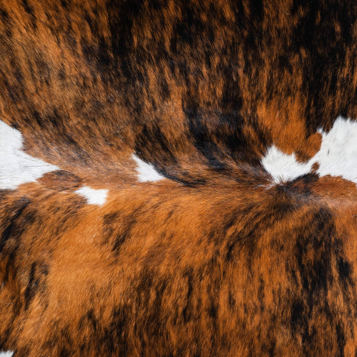 Tricolor Brindle Mix Cowhide Rug Size 7'7" L x 6'9" W 9573