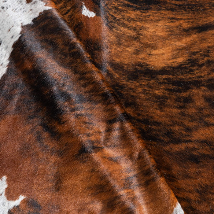 Tricolor Brindle Mix Cowhide Rug Size 7'3" L x 6'8" W 9574