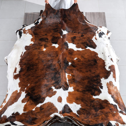 Tricolor Cowhide Rug Size 6'10" L x 6'8" W 9575