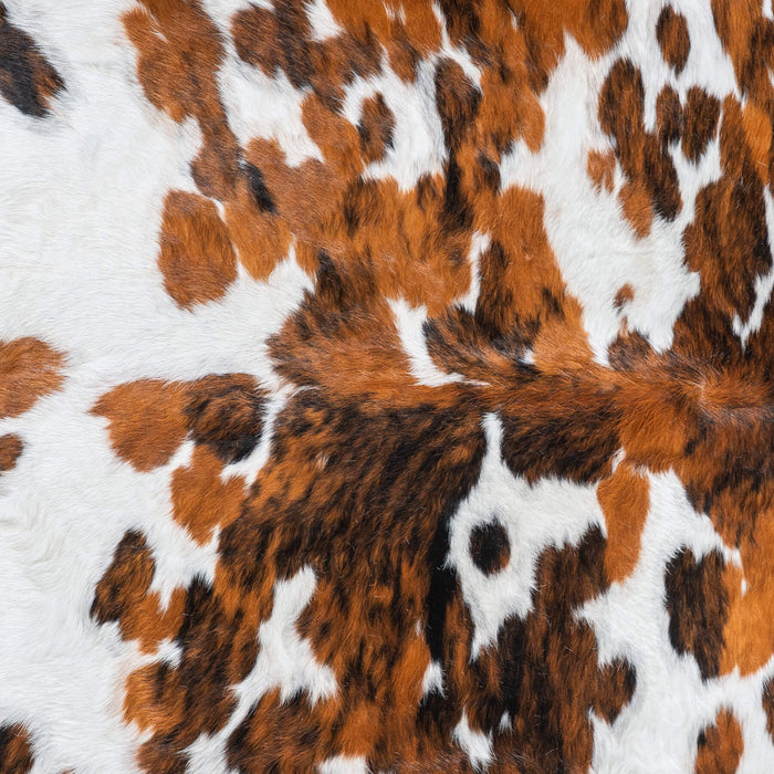 White Tricolor Cowhide Rug Size 7'4" L x 6'10" W 9577