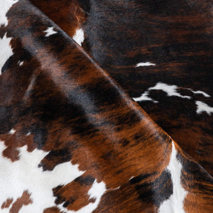 Tricolor Brindle Mix Cowhide Rug Size 6'11" L x 6'4" W 9583
