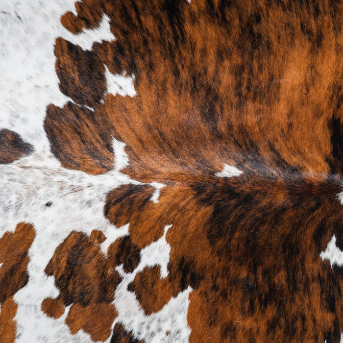 Tricolor Brindle Mix Cowhide Rug Size 8'5" L x 7'5" W 9585