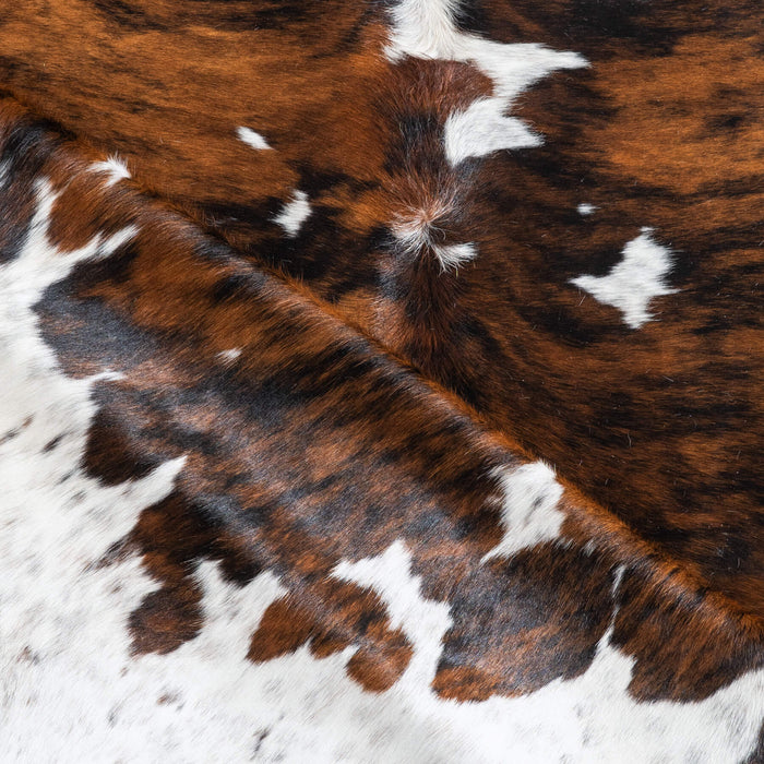 Tricolor Brindle Mix Cowhide Rug Size 8'5" L x 7'5" W 9585