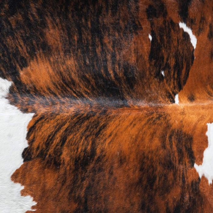 Tricolor Brindle Mix Cowhide Rug Size 7'9" L x 6'4" W 9586