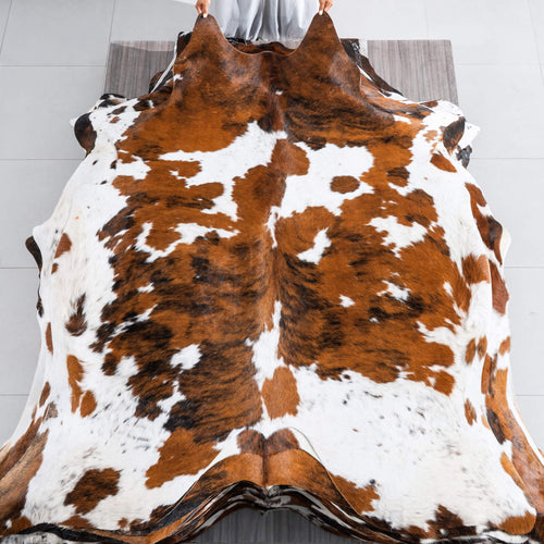 Tricolor Cowhide Rug Size 7'0" L x 6'4" W 9587