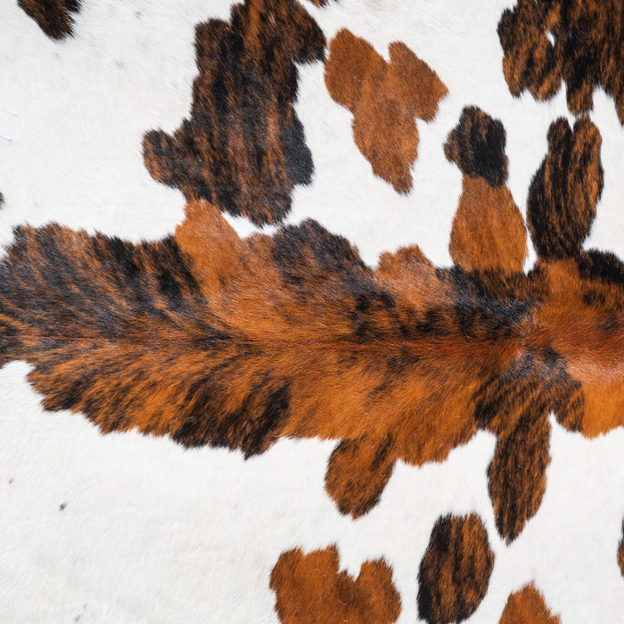 White Tricolor Cowhide Rug Size 7'7" L x 6'11" W 9588