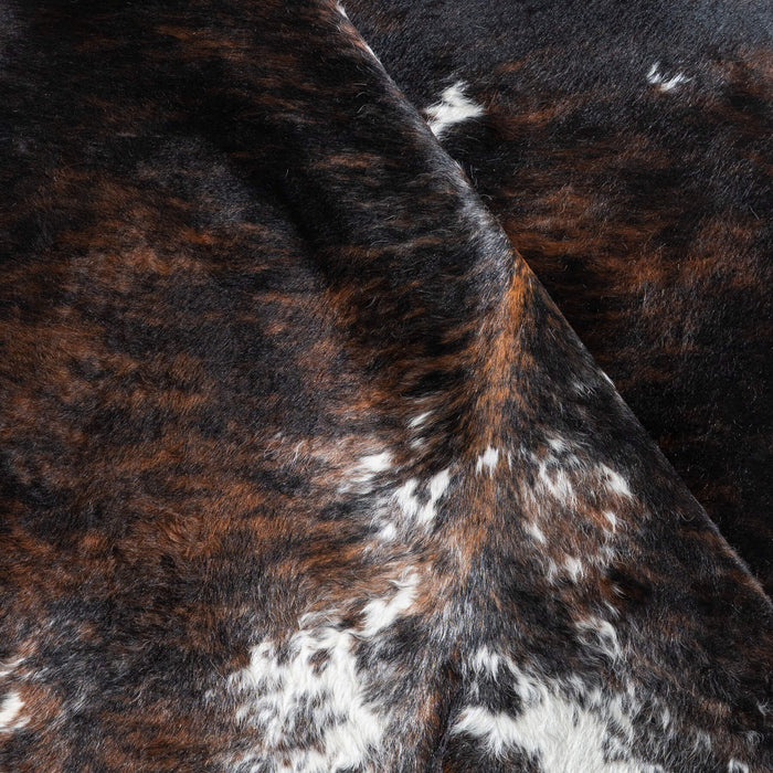 Tricolor Brindle Mix Cowhide Rug Size 6'9" L x 6'2" W 9590