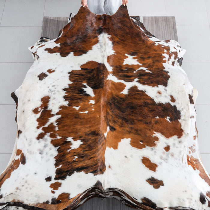 Tricolor Cowhide Rug Size 7'1" L x 6'5" W 9591