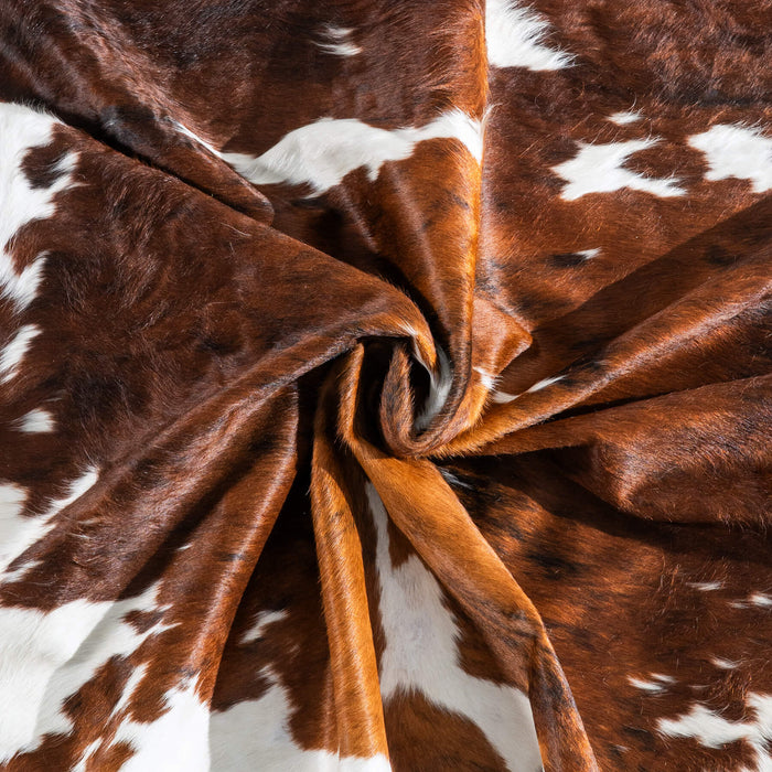 Tricolor Brindle Mix Cowhide Rug Size 7'6" L x 6'8" W 9592
