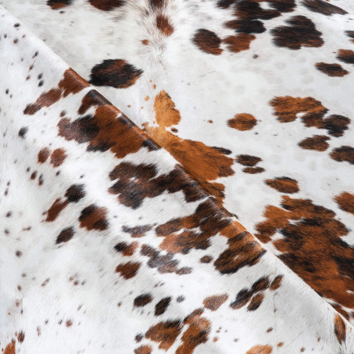 White Tricolor Cowhide Rug Size 7'11" L x 7'4" W 9595