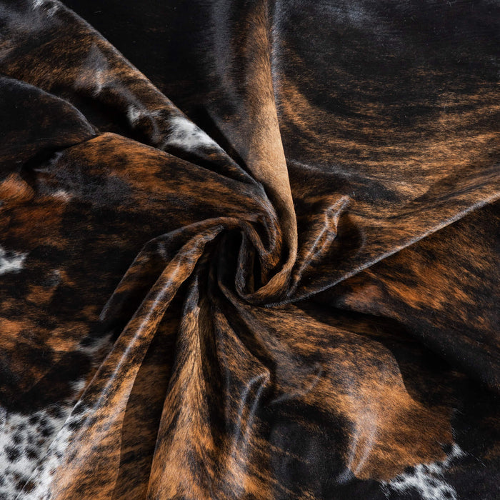 Tricolor Brindle Mix Cowhide Rug Size 8'1" L x 7'3" W 9596