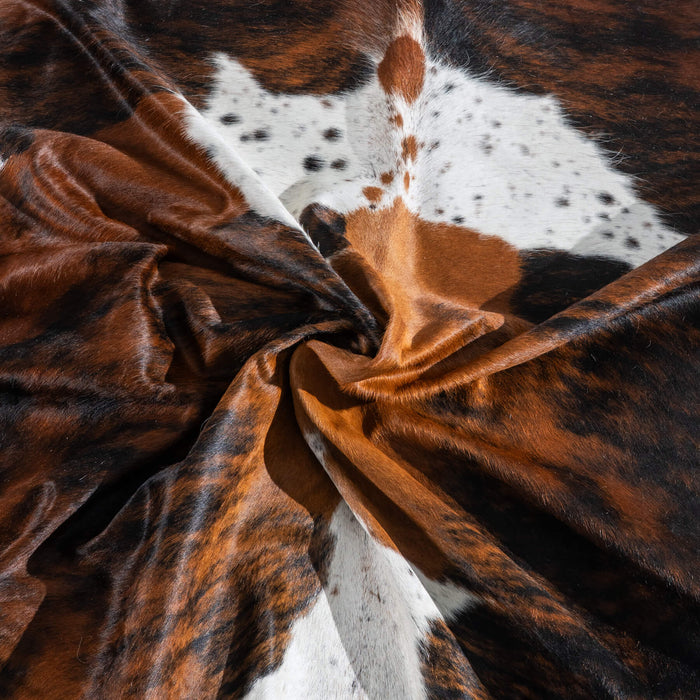Tricolor Brindle Mix Cowhide Rug Size 8'1" L x 7'3" W 9598