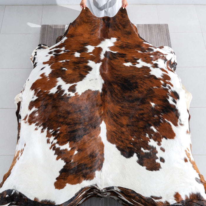 Tricolor Cowhide Rug Size 7'4" L x 7'1" W 9599