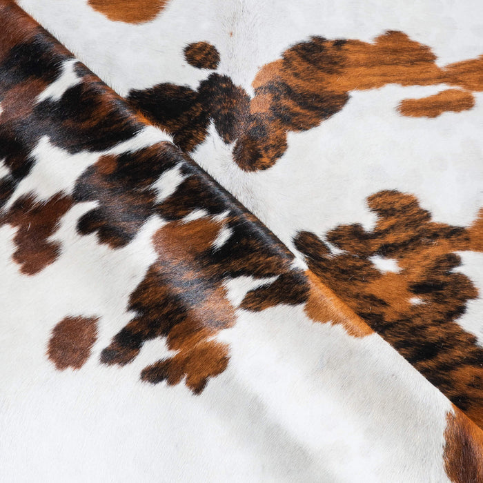 White Tricolor Cowhide Rug Size 7'2" L x 6'9" W 9602