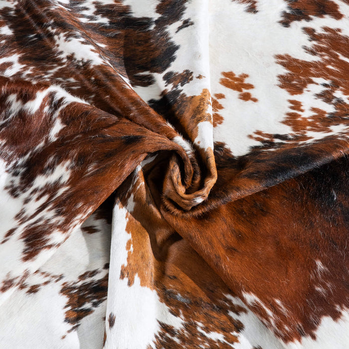White Tricolor Cowhide Rug Size 7'6" L x 5'11" W 9603