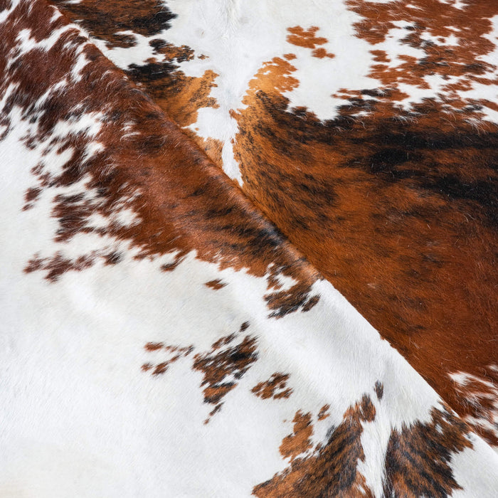 White Tricolor Cowhide Rug Size 7'6" L x 5'11" W 9603