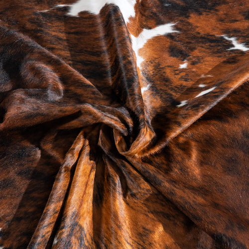 Tricolor Brindle Mix Cowhide Rug Size 7'10" L x 6'4" W 9605