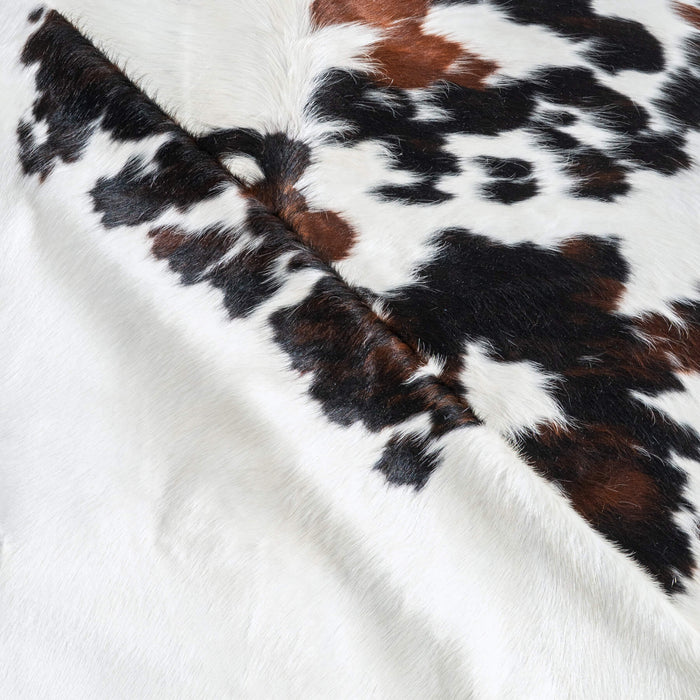 White Tricolor Cowhide Rug Size 7'9" L x 6'8" W 9606